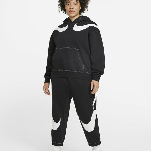 1X PLUS SIZE NIKE Women's hoodie / Black / white sweatshirt DM3313-010  jacket - Picture 7 of 8